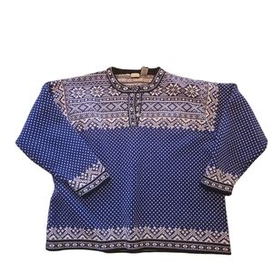 Vtg L.L. Bean Nordic Pullover Sweater Blue Fair Isle Knit 3x
